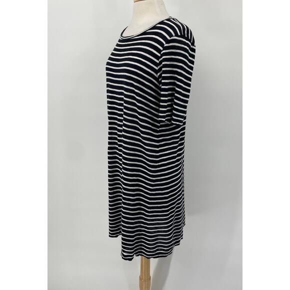 Eileen Fisher Striped Tunic Mini Dress Organic Linen Short Sleeves Womens Medium - Picture 4 of 10